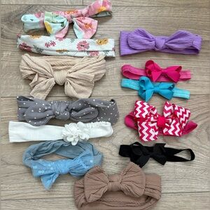 Baby Girl Bow Headband Bundle | Soft Stretchy Bows | Cute Accessories Lot